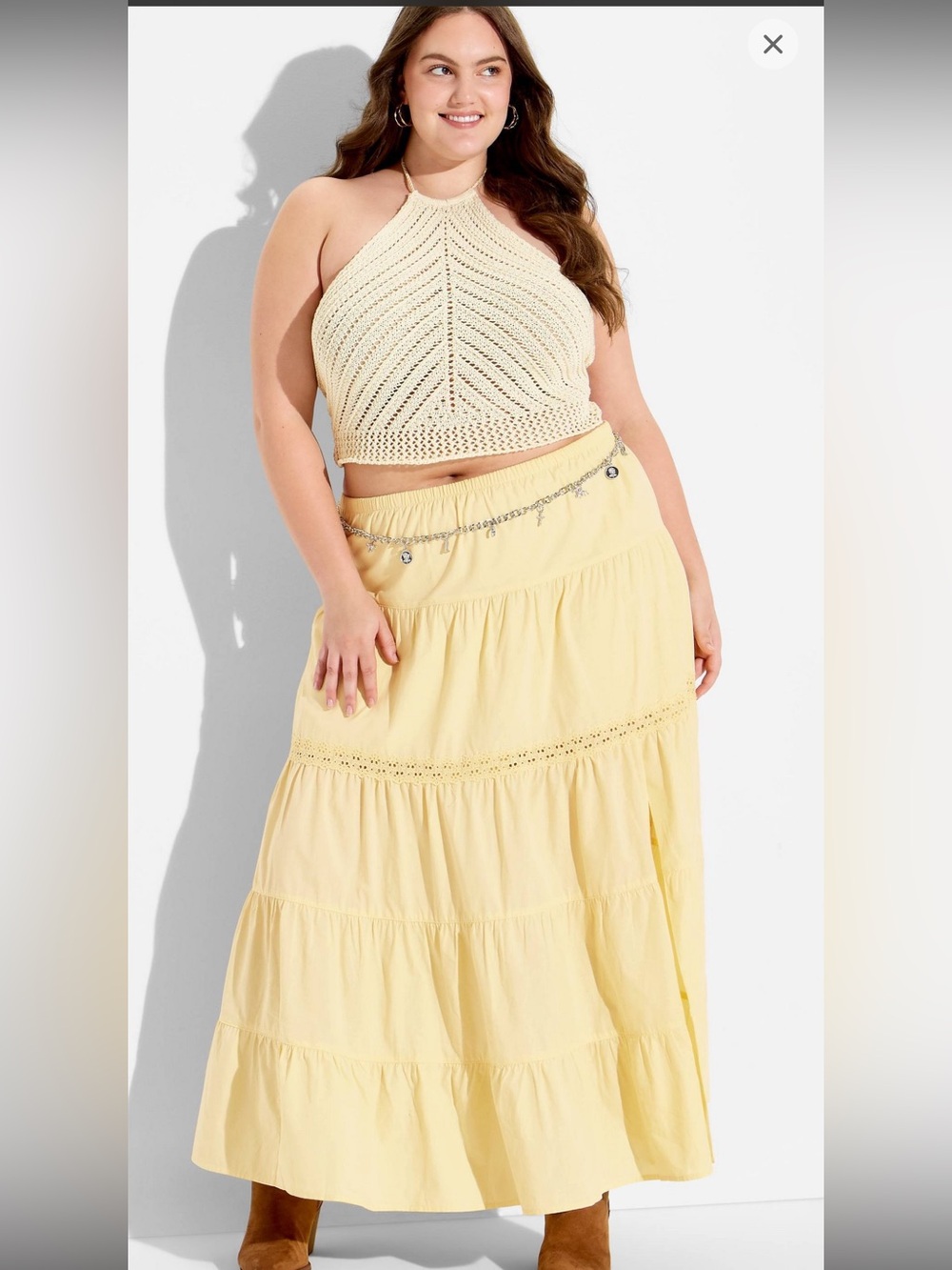 Wild Fable Yellow Tiered Maxi Skirt